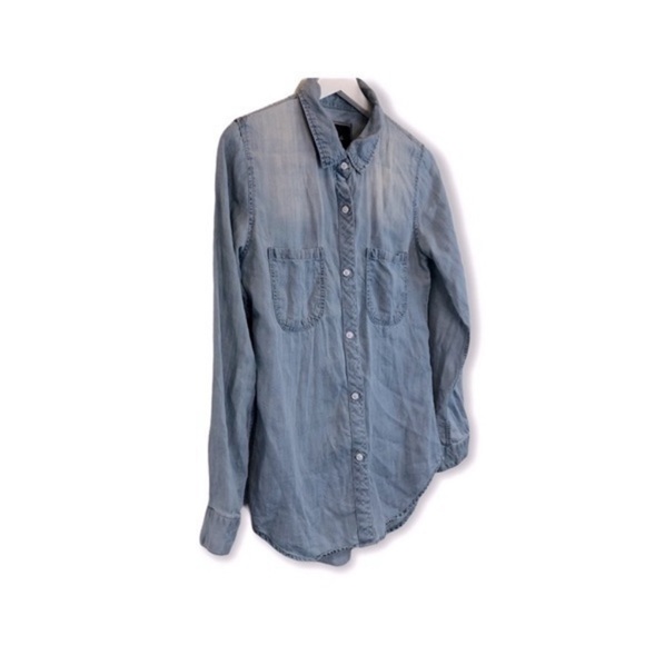 Rails Blue Chambray Rayon Button Down Top - Picture 6 of 8